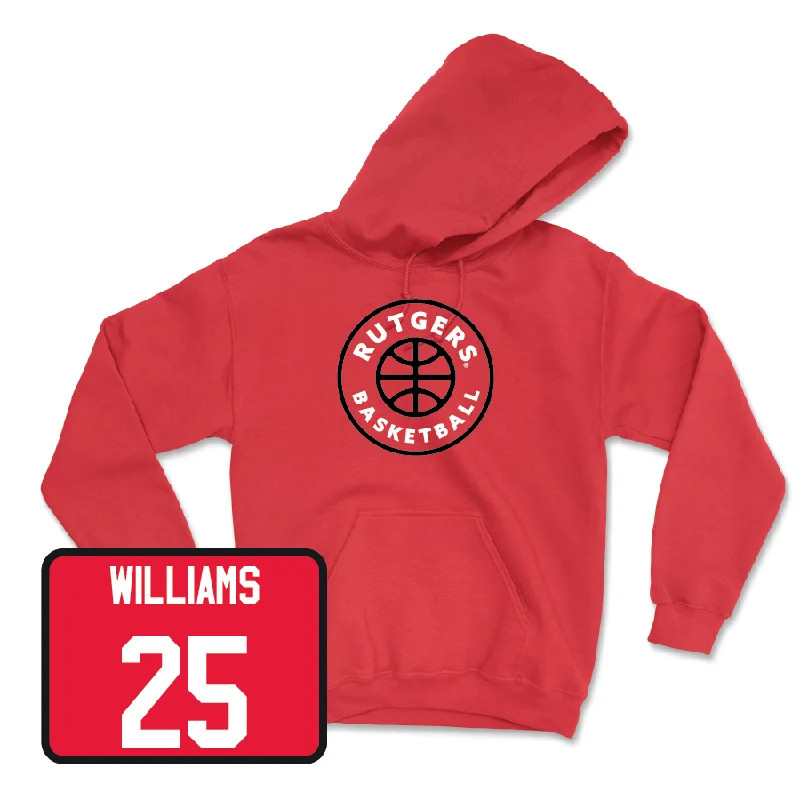 Custom Hoodies for Team Gear-Red Men's Basketball Hardwood Hoodie - Jeremiah Williams