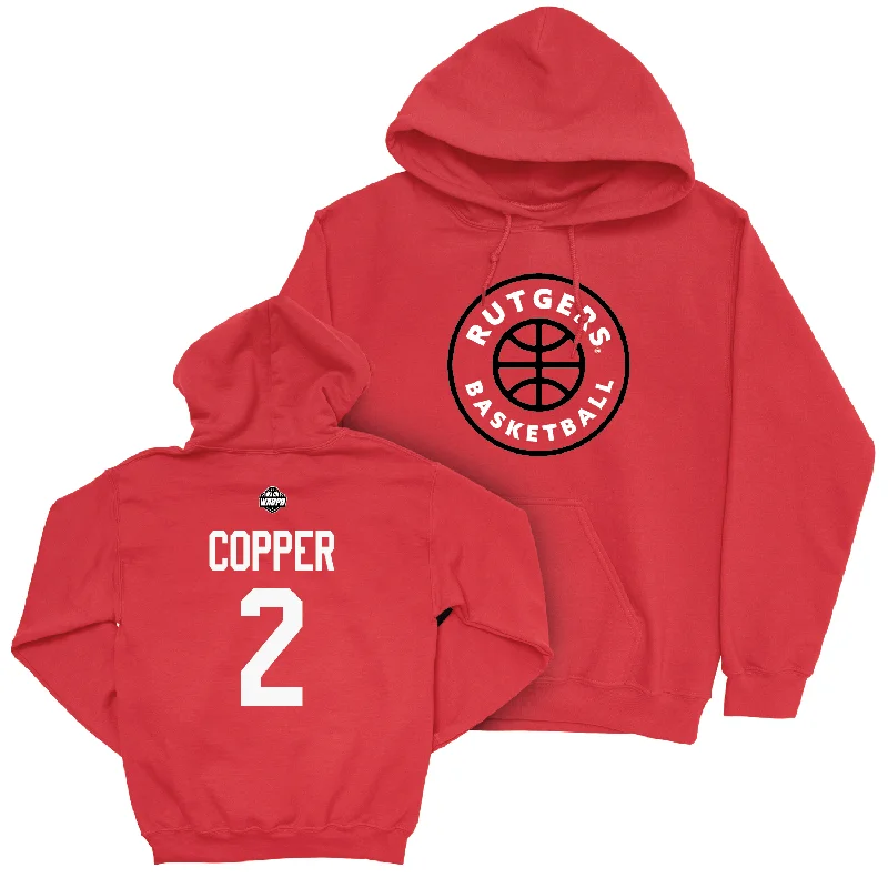 Custom Hoodies for Sports Coaches-Legacy Collection: Rutgers Women's Basketball Red Hardwood Hoodie - Kahleah Copper | #2