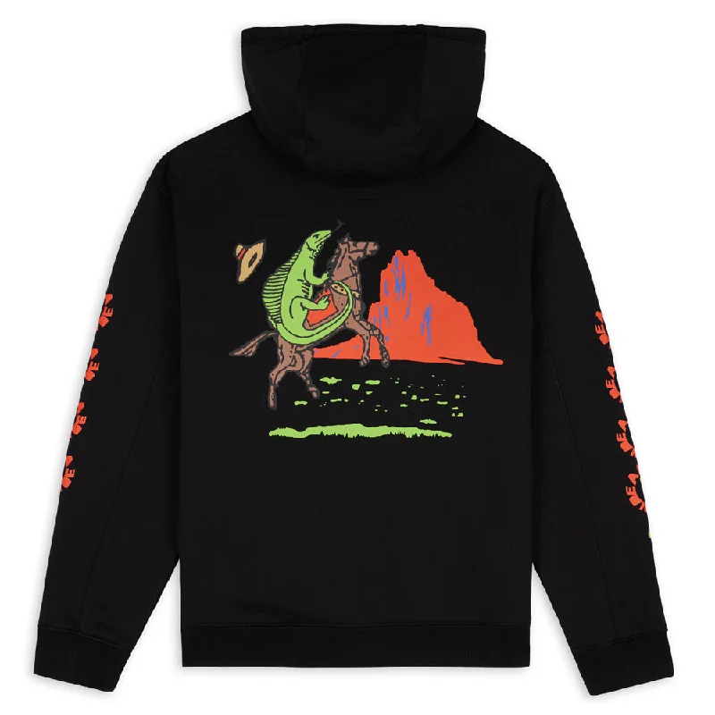 Custom Hoodies for Cycling-BRAIN DEAD LIZARD COWBOY HOODIE // BLACK