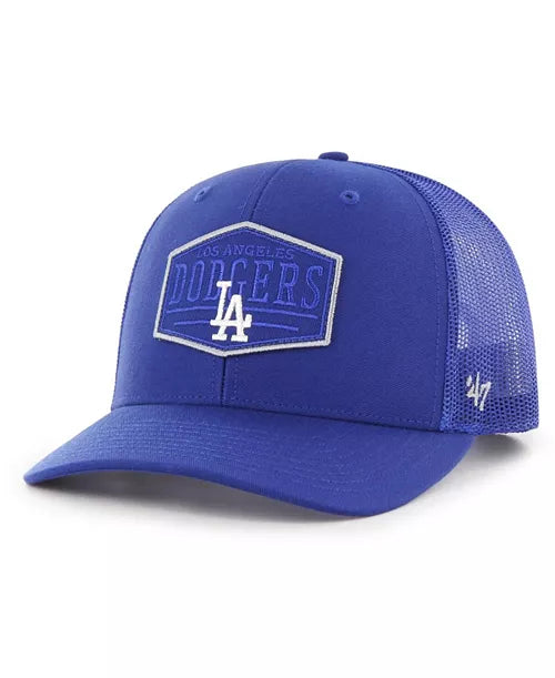 Custom Hats for Outdoor Activities-'47 Brand Los Angeles Dodgers Royal Ridgeline Trucker Adjustable Snapback Hat