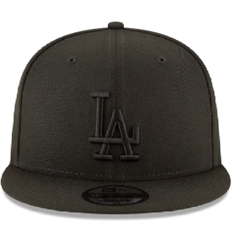 Custom Hats with Waterproof Features-New Era Los Angeles Dodgers Basic 9Fifty Snapback Hat-Black/Black