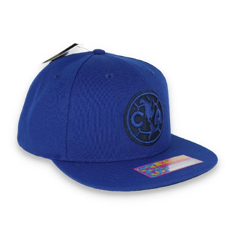 Custom Hats for Military Veterans-Fan ink Club America Blue Snapback Hat