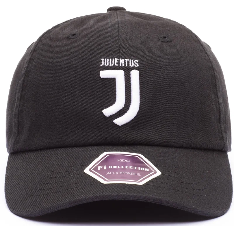 Custom Hats for Sports Enthusiasts-FI COLLECTION JUVENTUS F.C. YOUTH BLACK ADJUSTABLE CAP