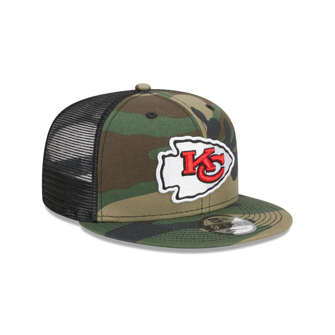 Custom Hats with Anti-UV Coating-New Era Kansas City Chiefs Camo 9FIFTY Trucker Snapback Hat