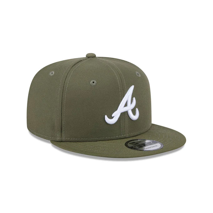 Custom Hats for Baseball Fans-New Era Atlanta Braves 9FIFTY Snapback Hat- Olive Green