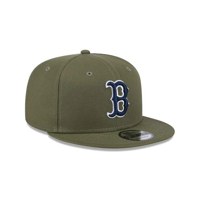 Custom Hats for Winter Cold-New Era  Boston Red Sox 9FIFTY Snapback Hat- Olive Green