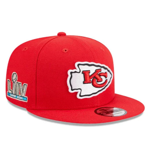 Custom Hats for Beach Vacations-New Era Kansas City Chiefs Evergreen Side Patch 9FIFTY Snapback Hat - Red