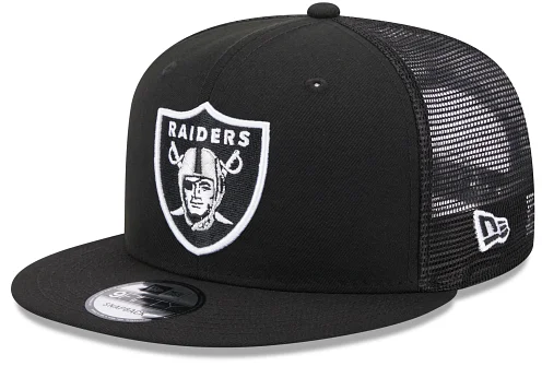 Custom Hats with Custom Sizing Options-New Era Las Vegas Raiders Trucker 9FIFTYSnapback Hat - Black