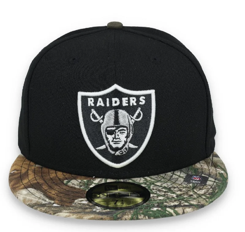 Custom Hats for Fundraising Events-New Era Las Vegas Raiders Realtree Camo 59FIFTY Fitted Hat