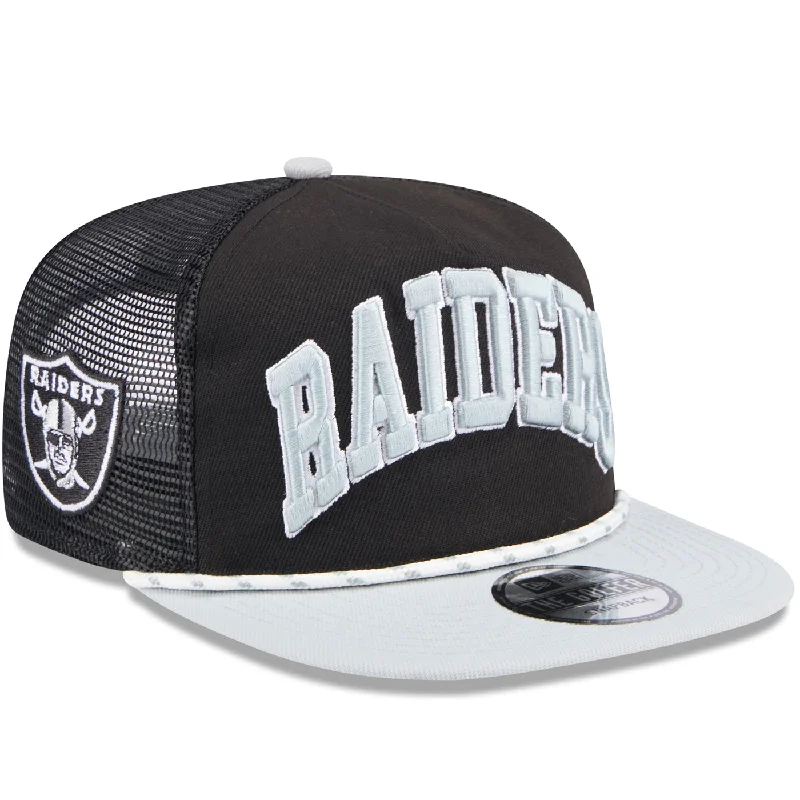 Custom Hats for Extreme Heat Protection-New Era Las Vegas Raiders Throwback The Golfer Snapback Hat