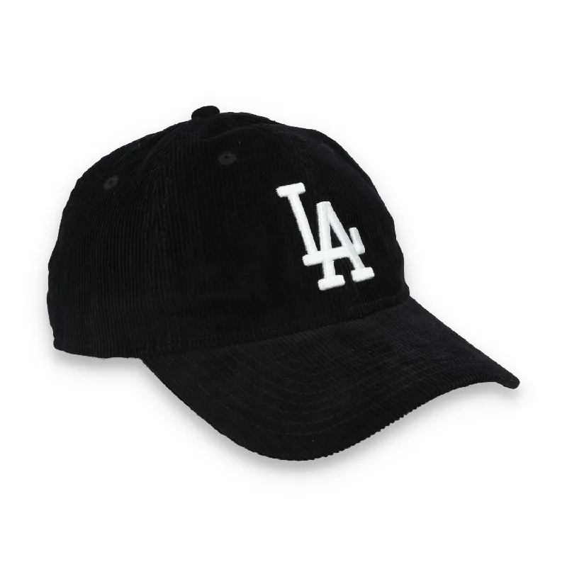 Custom Hats for Group Orders-New Era Los Angeles Dodgers Corduroy 9TWENTY Adjustable Hat-Black/White