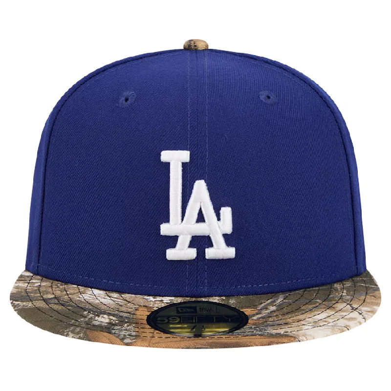 Custom Hats with Customizable Logos-New Era Los Angeles Dodgers Royal Realtree Camo 59FIFTY Fitted Hat