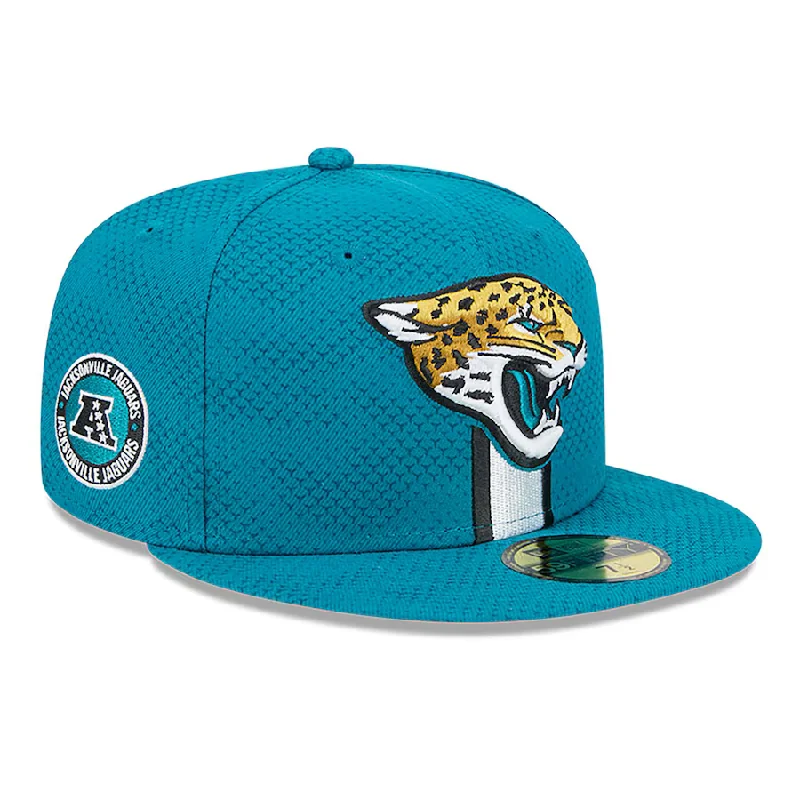 Custom Hats for Garden Parties-New Era Men's Jacksonville Jaguars Teal  Sideline 59FIFTY Fitted Hat