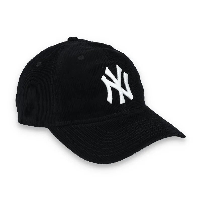 Custom Hats for Team Building-New Era New York Yankees Corduroy 9TWENTY Adjustable Hat-Black/White