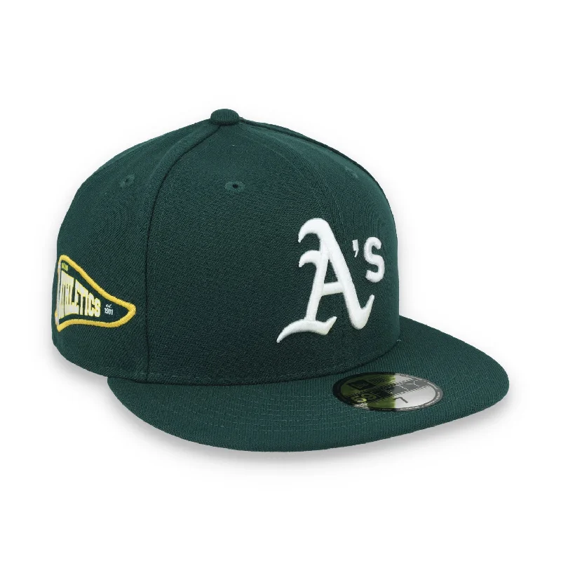 Custom Hats for Reunions-New Era Oakland Athletics Pennant Side Patch 59FIFTY Fitted Hat