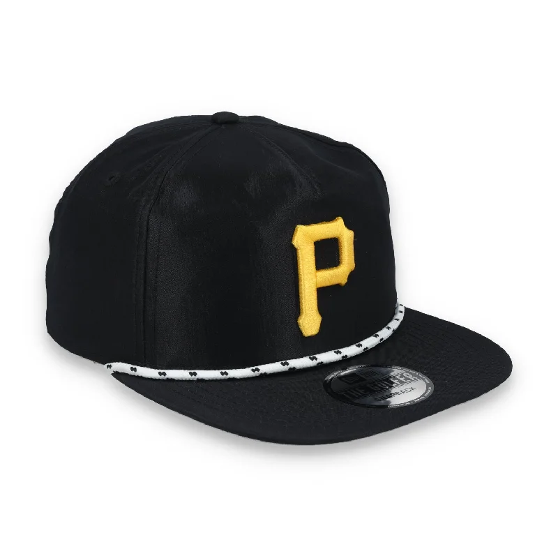 Custom Hats for Groups-New Era Pittsburgh Pirates Golfer Team Rope Snapback Hat - Black