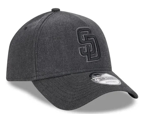 Custom Hats for Stylish Comfort-New Era San Diego Padres Logo Essentials A Frame 9FORTY Adjustable Hat-Charcoal Black