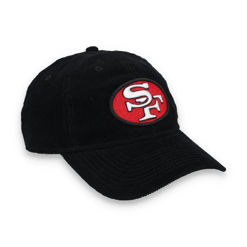 Custom Hats with Logos-New Era San Francisco 49ers Corduroy 9TWENTY Adjustable Hat-Black/Red