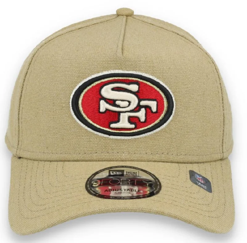 Custom Hats for Long Hours of Wear-New Era San Francisco 49ers Logo Essentials  A Frame 9FORTY Adjustable Hat