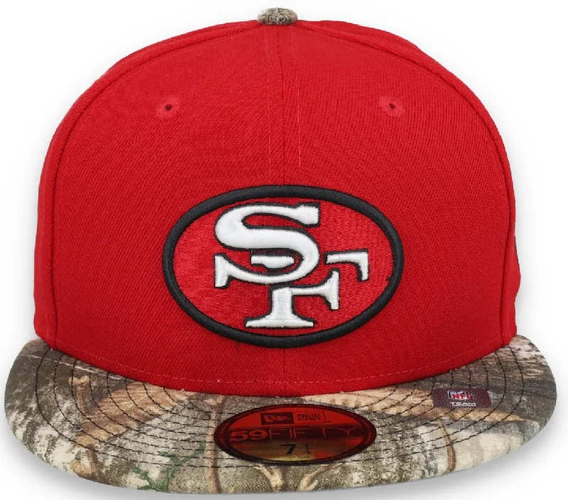 Custom Hats with Printed Designs-New Era San Francisco 49ers Realtree Camo 59FIFTY Fitted Hat