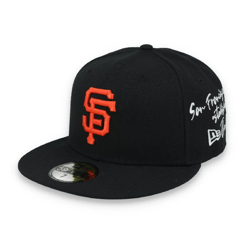 Custom Hats with Mesh Panels for Breathability-New Era San Francisco Giants Team Verbiage 59FIFTY Fitted Hat