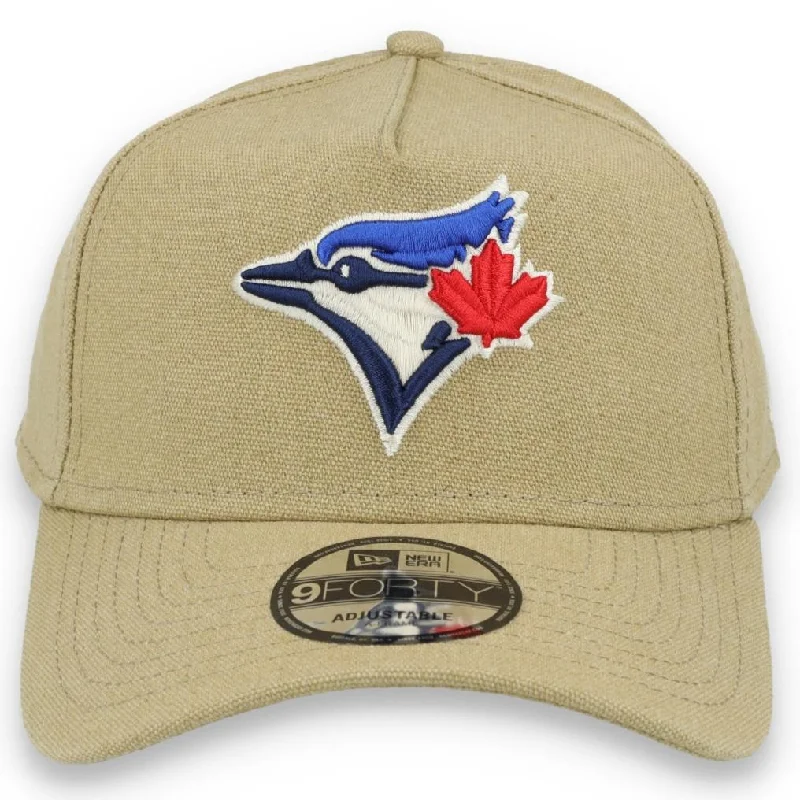 Custom Hats with Velcro Straps-New Era Toronto Blue Jays Logo Essentials A Frame 9FORTY Adjustable Hat