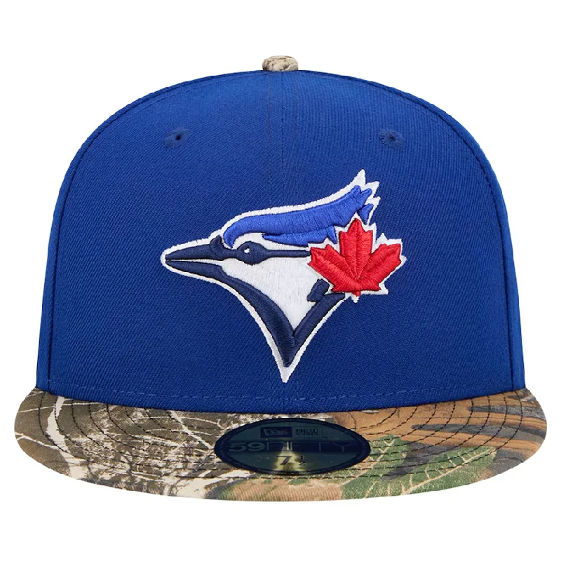 Custom Hats for Protection from Harsh Elements-New Era Toronto Blue Jays Royal Realtree Camo 59FIFTY Fitted Hat