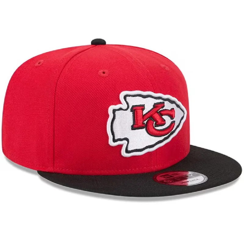 Custom Hats with School Logos-New Era Youth Kansas City Chiefs Evergreen 9FIFTY Snapback Hat 2Tone - Red/Black