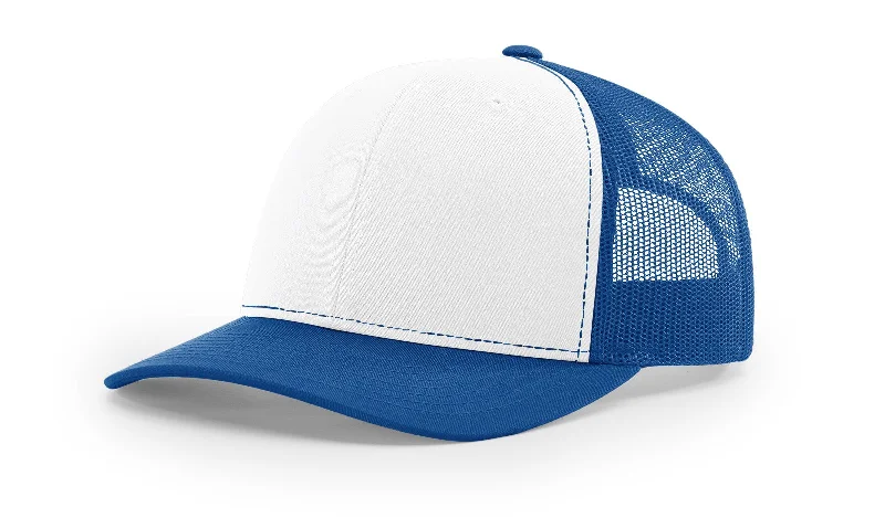 Custom Hats for Cycling-Snapback Trucker Cap - White/Royal