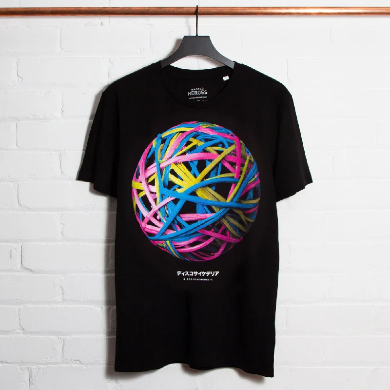 T-Shirt for College and University Teams-010 Disco Psychedelia Front Print - Tshirt - Black