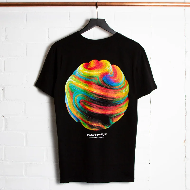 T-Shirt with Matching Custom Prints-018 Disco Psychedelia Back Print - Tshirt - Black