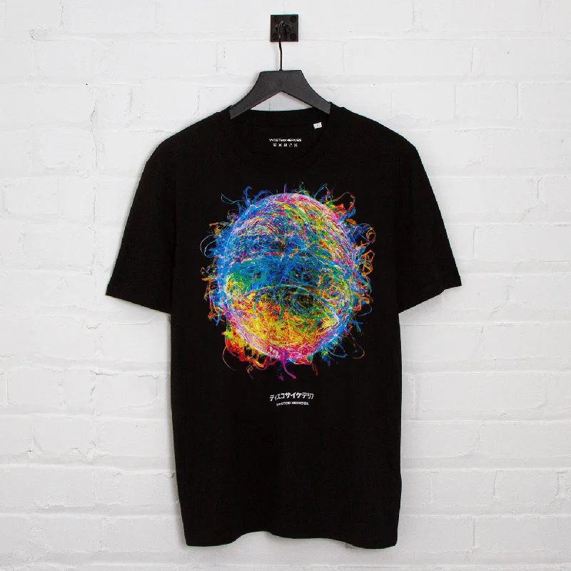 T-Shirt for Motivational and Positive Vibes-038 Disco Psychedelia Front Print - Tshirt - Black