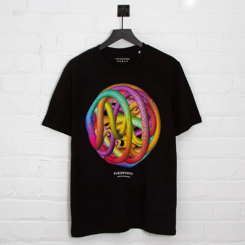 T-Shirt with Cool Pop Culture References-039 Disco Psychedelia Front Print - Tshirt - Black