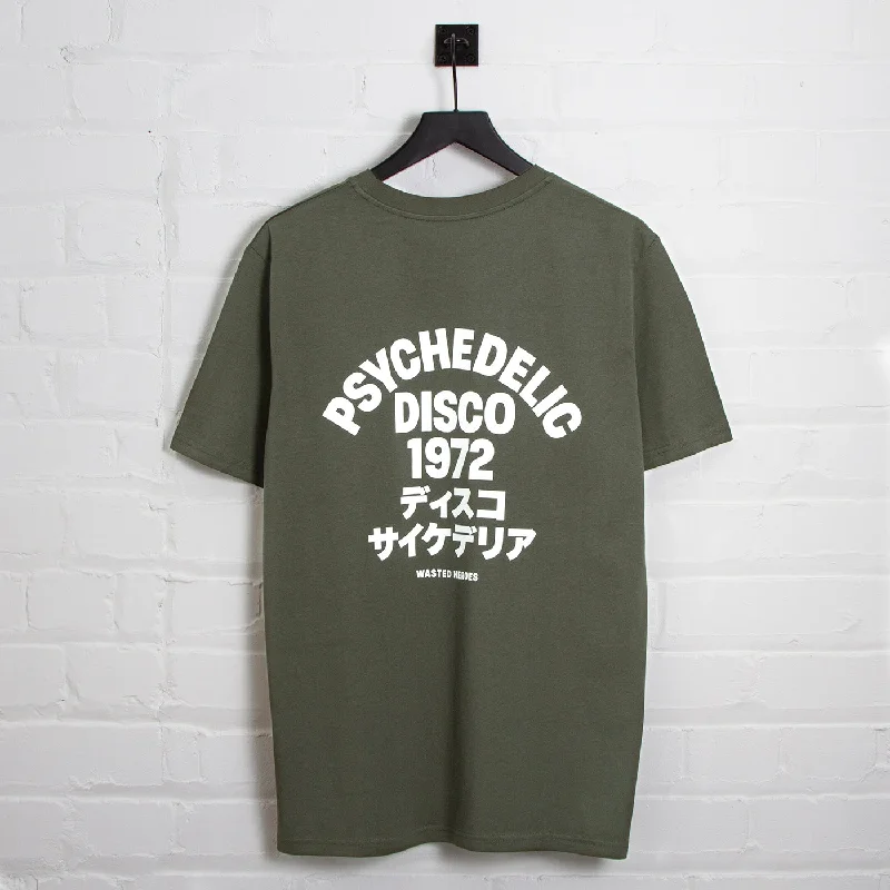 T-Shirt for Valentine's Day Gifts-1972 Psychedelic Disco Back Print - Tshirt - Khaki