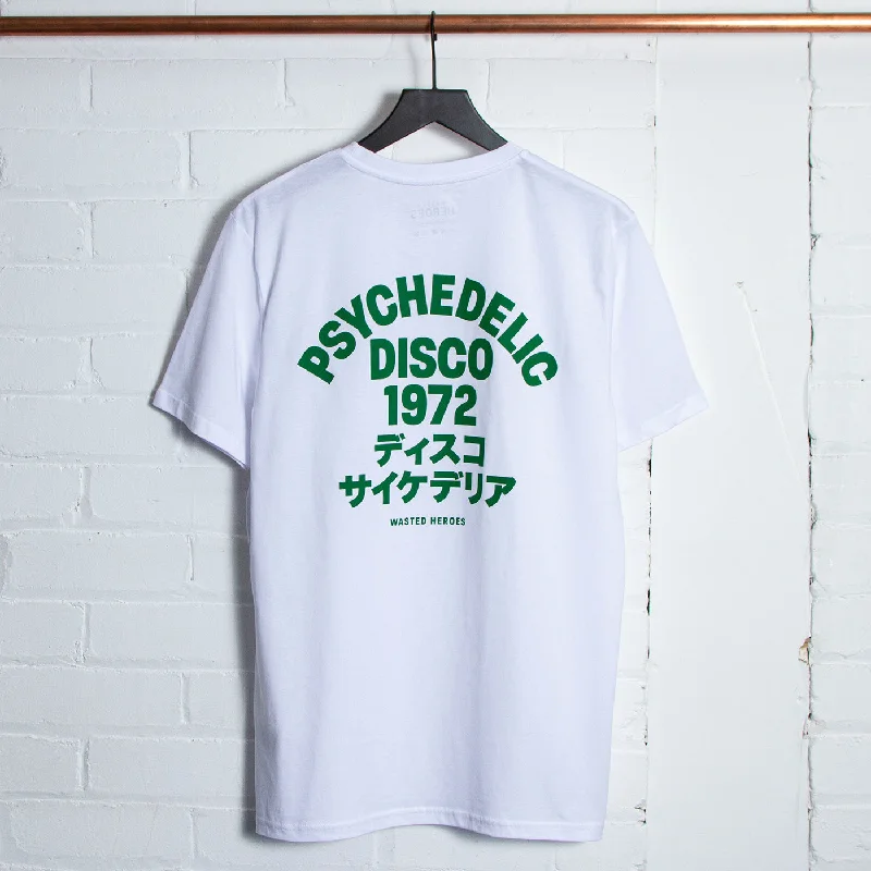 T-Shirt for Youthful Style-1972 Psychedelic Disco Back Print - Tshirt - White Green