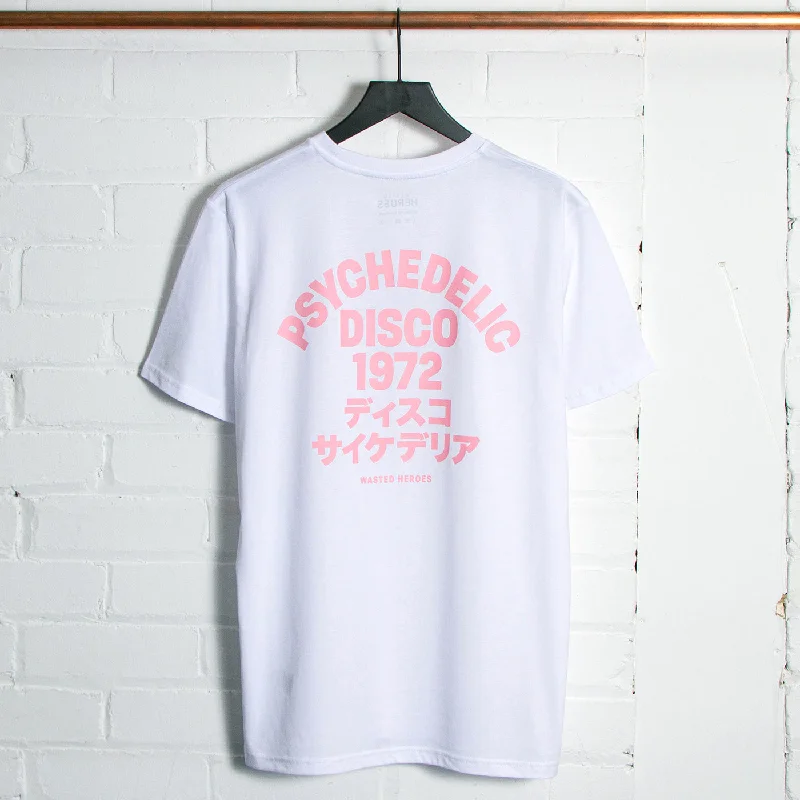 T-Shirt for Modern Fashion-1972 Psychedelic Disco Back Print - Tshirt - White Pink