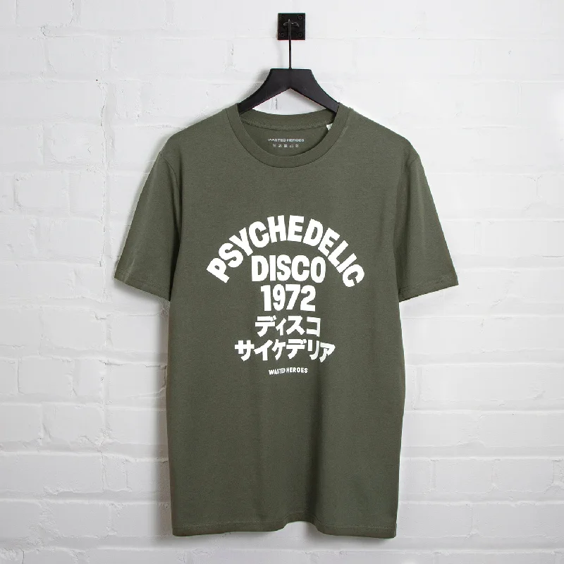 T-Shirt for Holiday Gifts-1972 Psychedelic Disco Front Print - Tshirt - Khaki