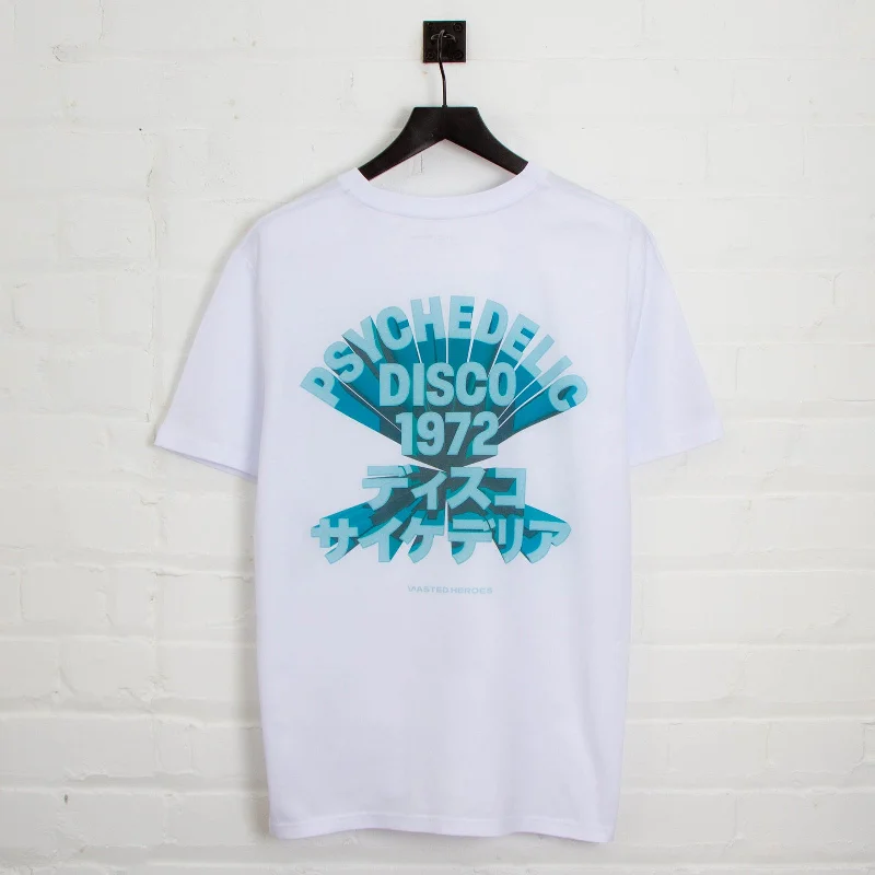 T-Shirt with Unique Designs-3D 1972 Psychedelic Disco Back Print - Tshirt - White