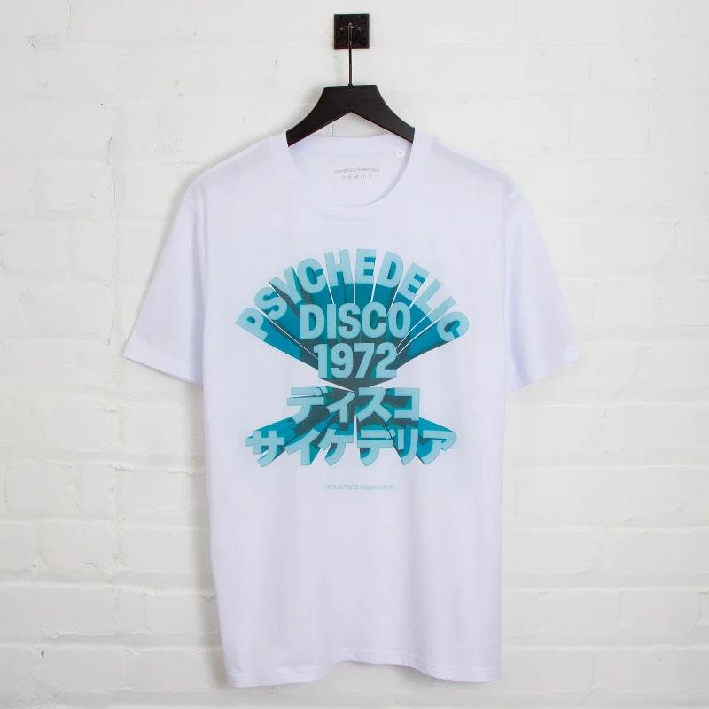 T-Shirt for Everyday Wear-3D 1972 Psychedelic Disco Front Print - Tshirt - White