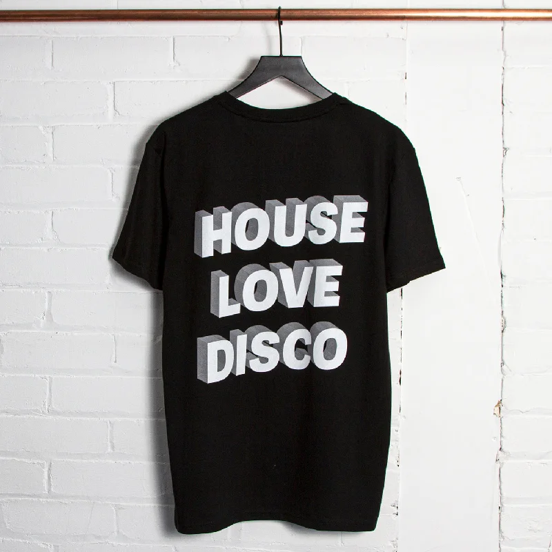 Customizable T-Shirt for Organizations-3D House Love Disco Back Print - Tshirt - Black