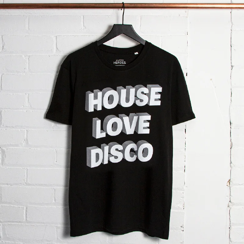 T-Shirt for Group Orders-3D House Love Disco Front Print - Tshirt - Black