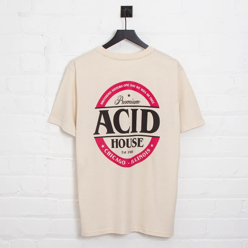 T-Shirt for Fitness Enthusiasts-Acid House Premium Back Print - Tshirt - Natural