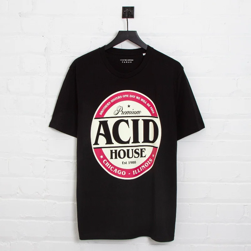 T-Shirt for Yoga and Meditation-Acid House Premium Front Print - Tshirt - Black