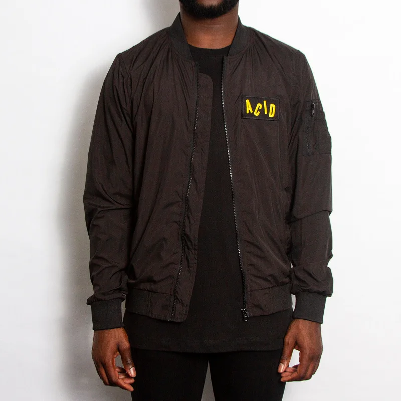 Jackets for Outdoor Adventures-Acid Letter - Lightweight Bomber - Black