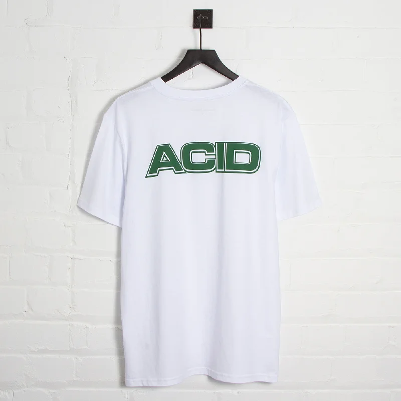 T-Shirt for Exercise Wear-Acid Moto Back Print - Tshirt - White