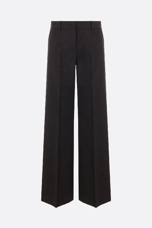 Custom Pants with Windproof Fabric-wide-leg stretch wool trousers