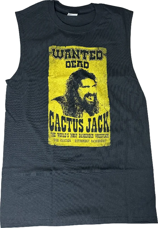 T-Shirt for Custom Pride and Support Designs-Cactus Jack Wanted Dead Mick Foley Sleeveless Mens Black T-shirt