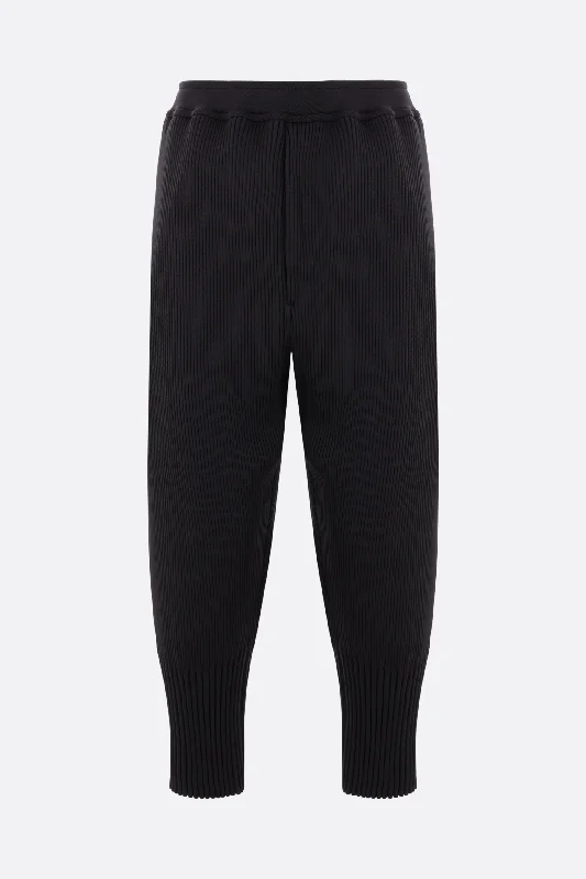 Custom Pants with Moisture-Wicking Technology-Fluted rib knit tapered trousers