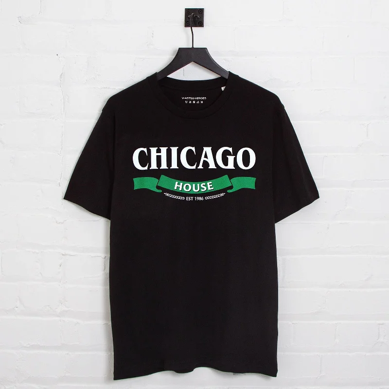 T-Shirt for Summer Festivals-Chicago House Especial Front Print - Tshirt - Black