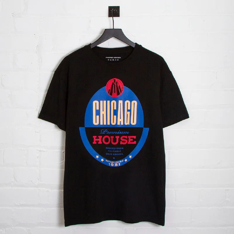 T-Shirt for Wedding Party Apparel-Chicago House Front Print - Tshirt - Black